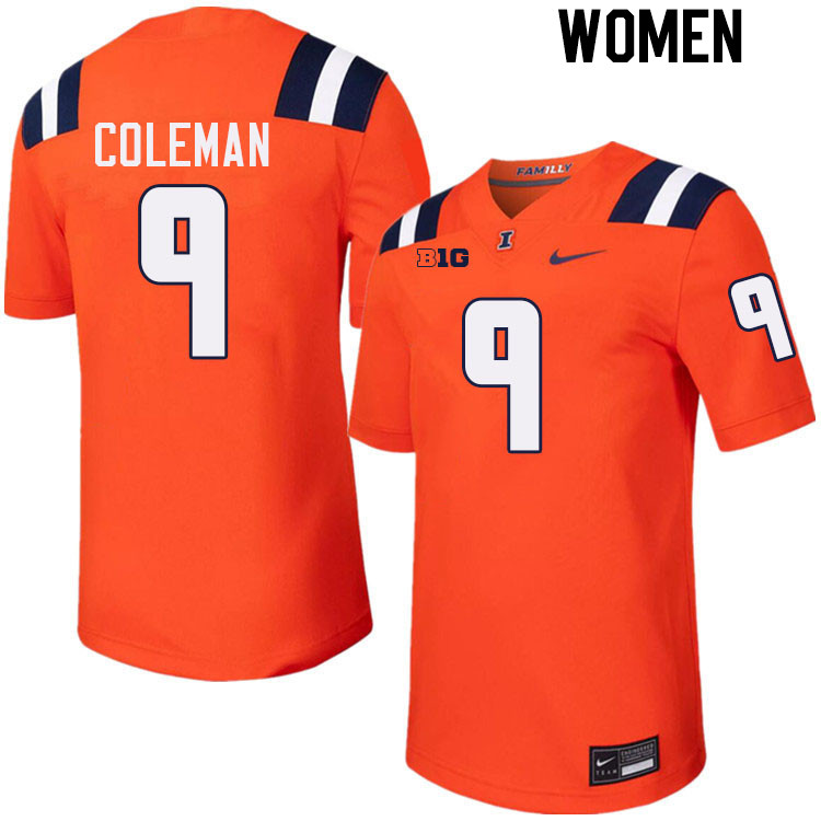 Women #9 Seth Coleman Illinois Fighting Illini College Football Jerseys Stitched-Orange